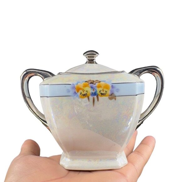 Vintage Germany Porcelain Ohme Sugar And Creamer W Tray Set 3 Signed J G Beard - Picture 9 of 16